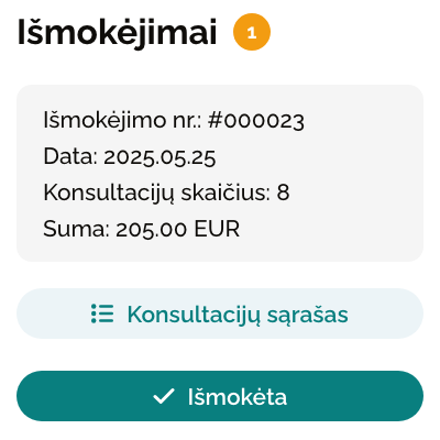 Pinigų išmokėjimas per 2 d. d.